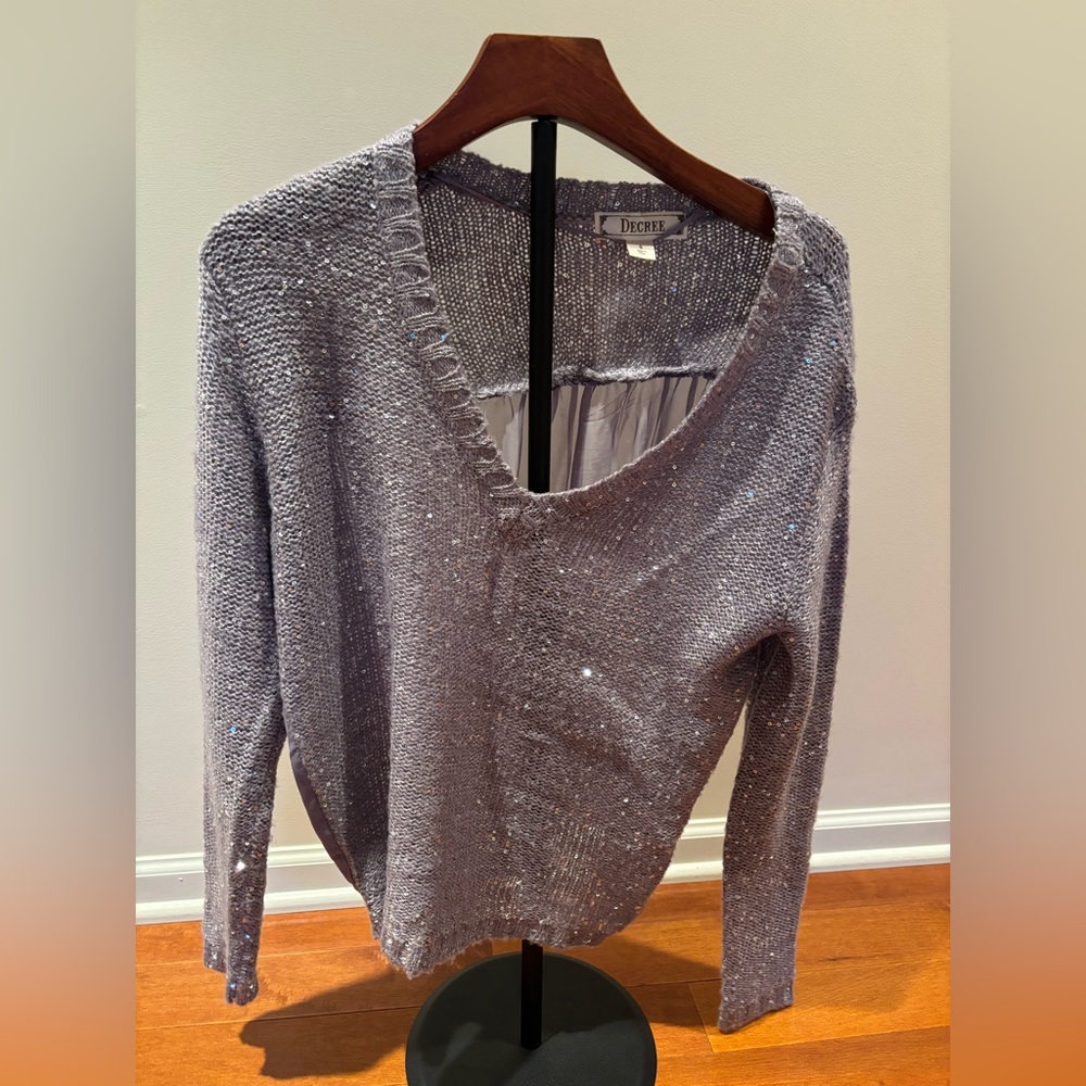 Decree Lavender Purple Sequin Knit Sweater Small